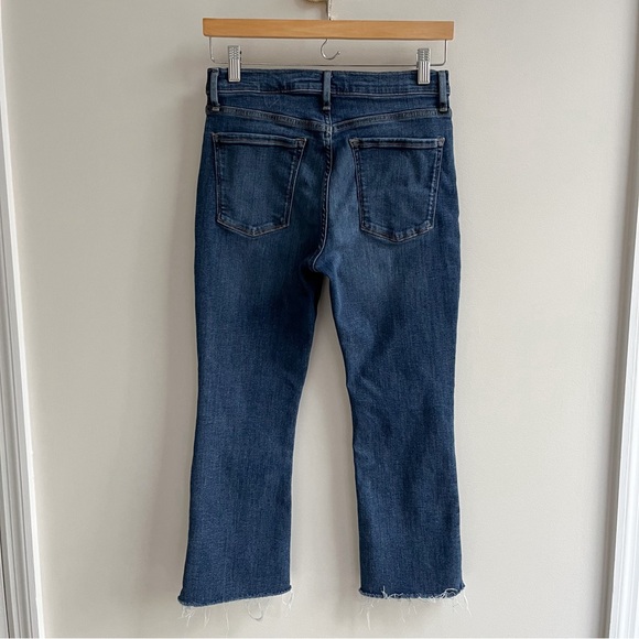 [banana republic] mid-rise crop flare raw hem denim jeans nic wash 27 short - Picture 2 of 5